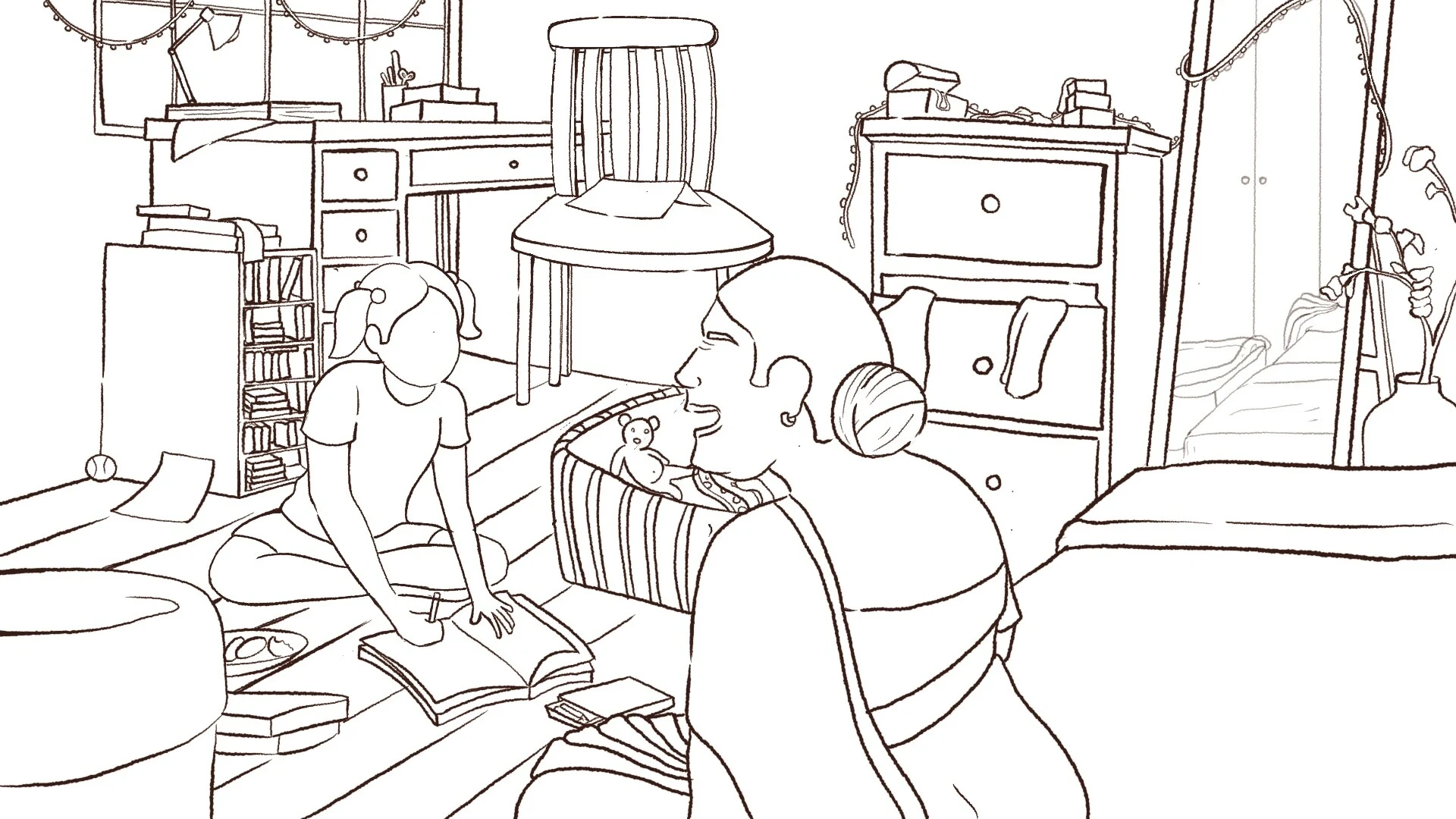 Bedroom / A world in colour — original sketch